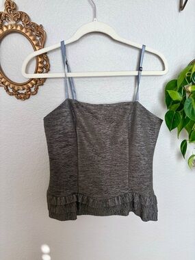 Gray Ruffle Y2K Hem Cami Top